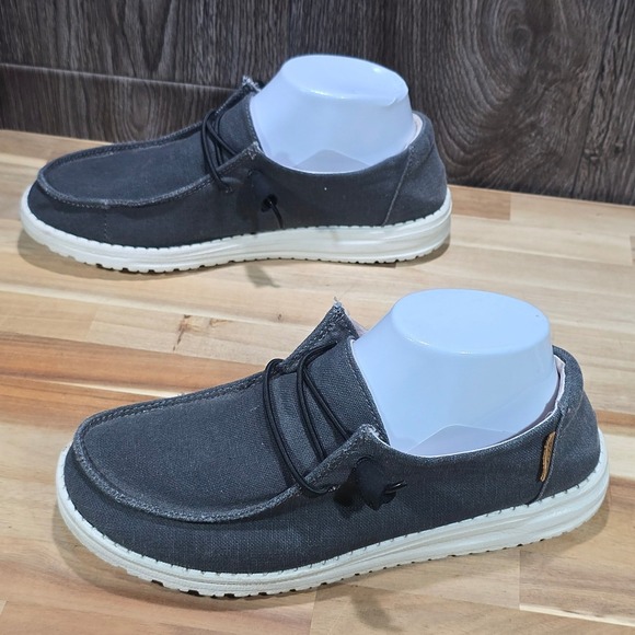 Hey Dude Shoes - Hey Dude Wendy Chambray Off Black Loafers Shoes Women's Size 8 Comfort Slip On